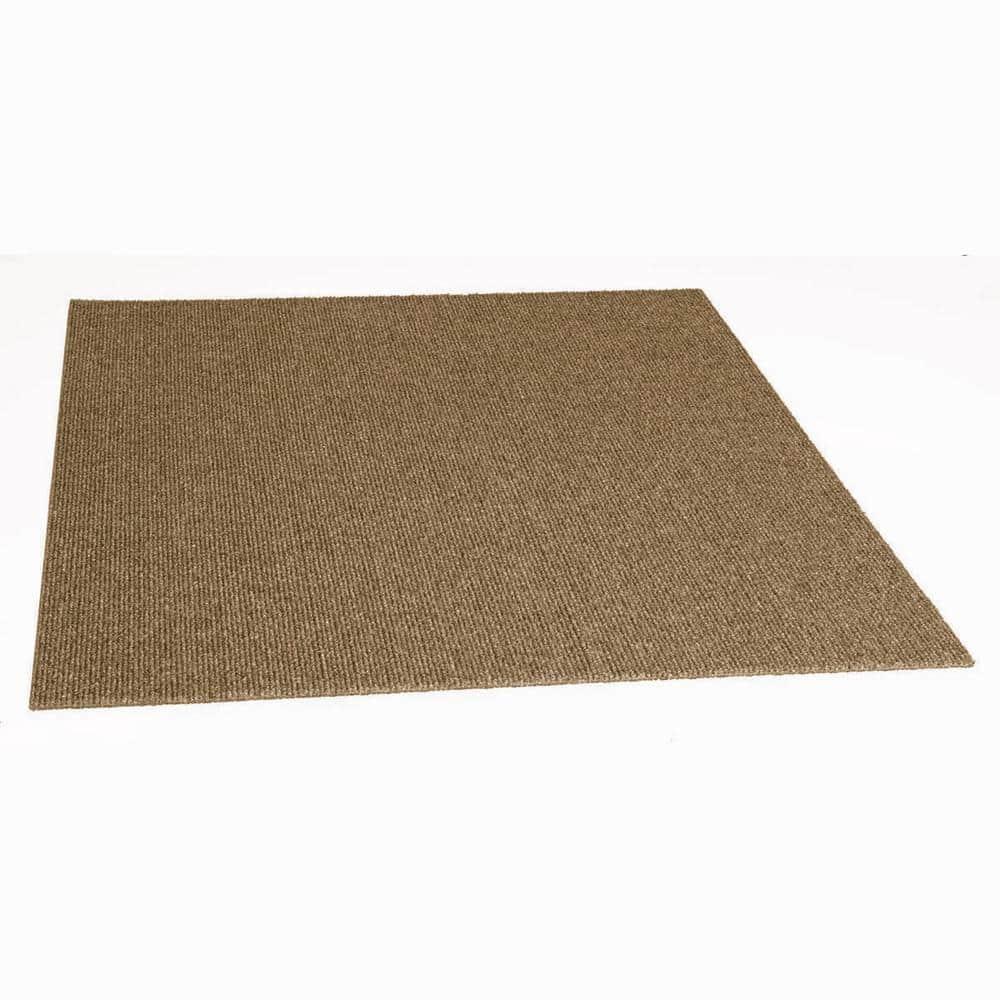 24" 15pk Ribbed Carpet Tiles Chestnut - Foss Floors: Indoor/Outdoor, Peel & Stick, Woven Polyester