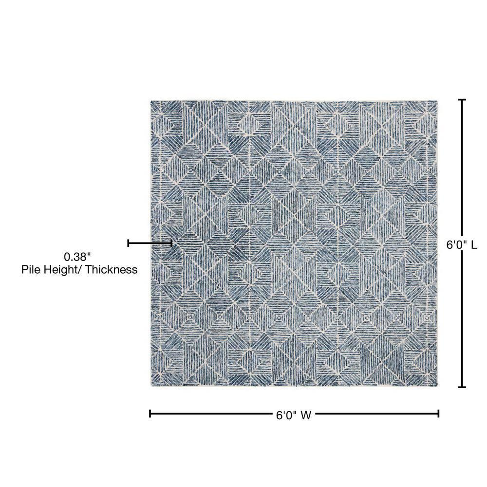 Abstract ABT763 Handmade Indoor Area Rug - Blue - 6'x6' - Safavieh