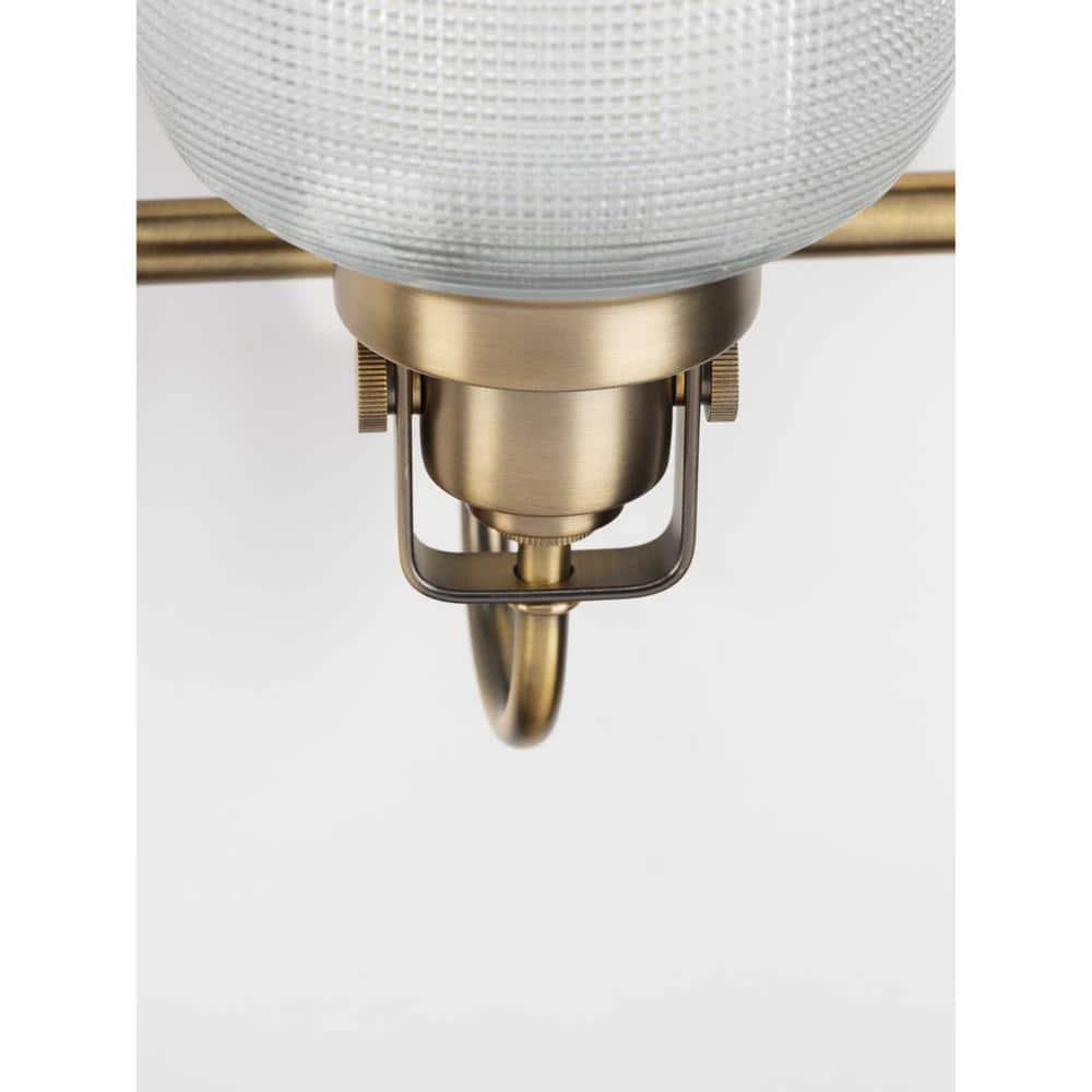 Archie Collection Four-Light Vintage Brass Clear Double Prismatic Glass Coastal Bath Vanity Light