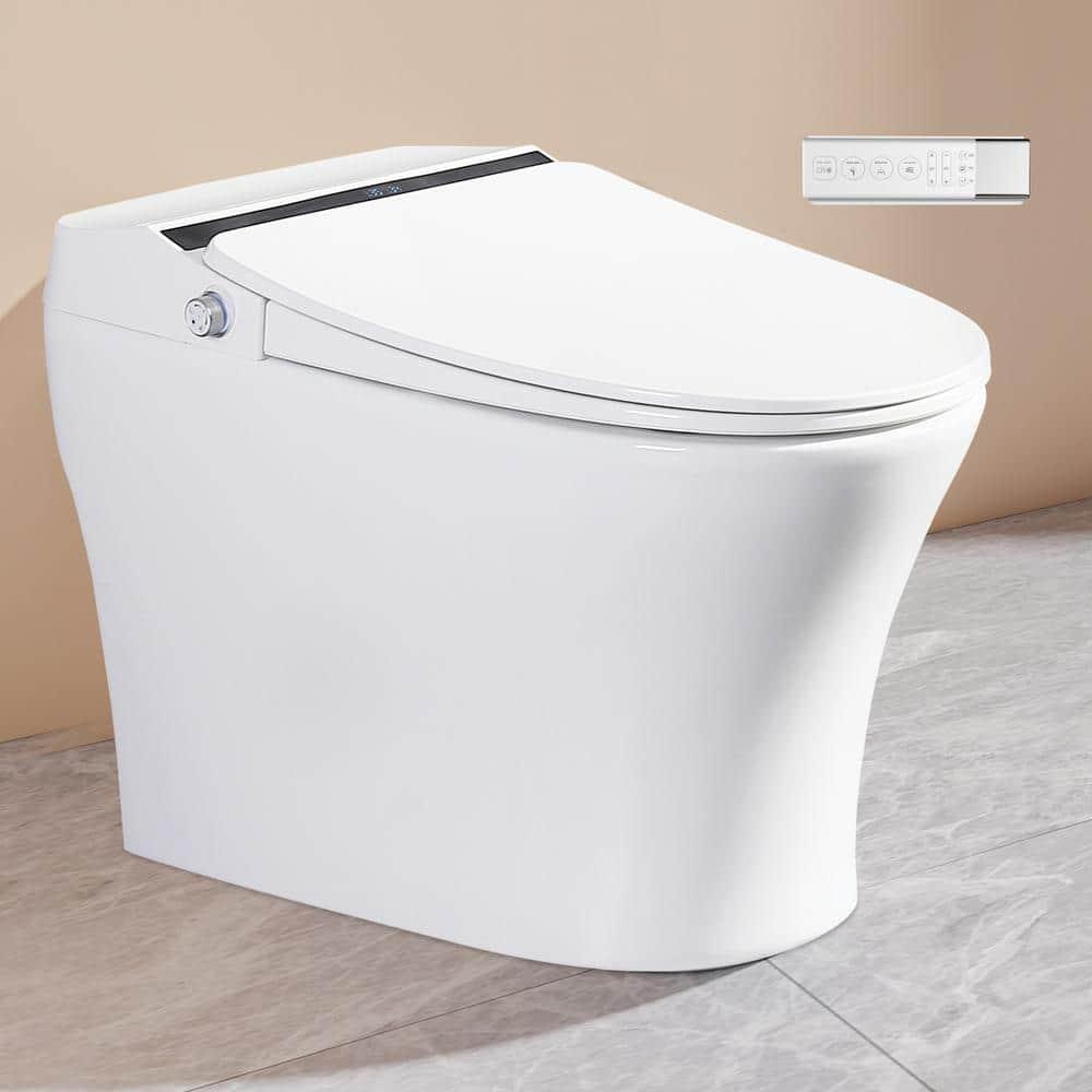 Elongated Smart Toilet Bidet with Auto Flush, Heated Seat, Seating Sensor, Foot Induction Flush