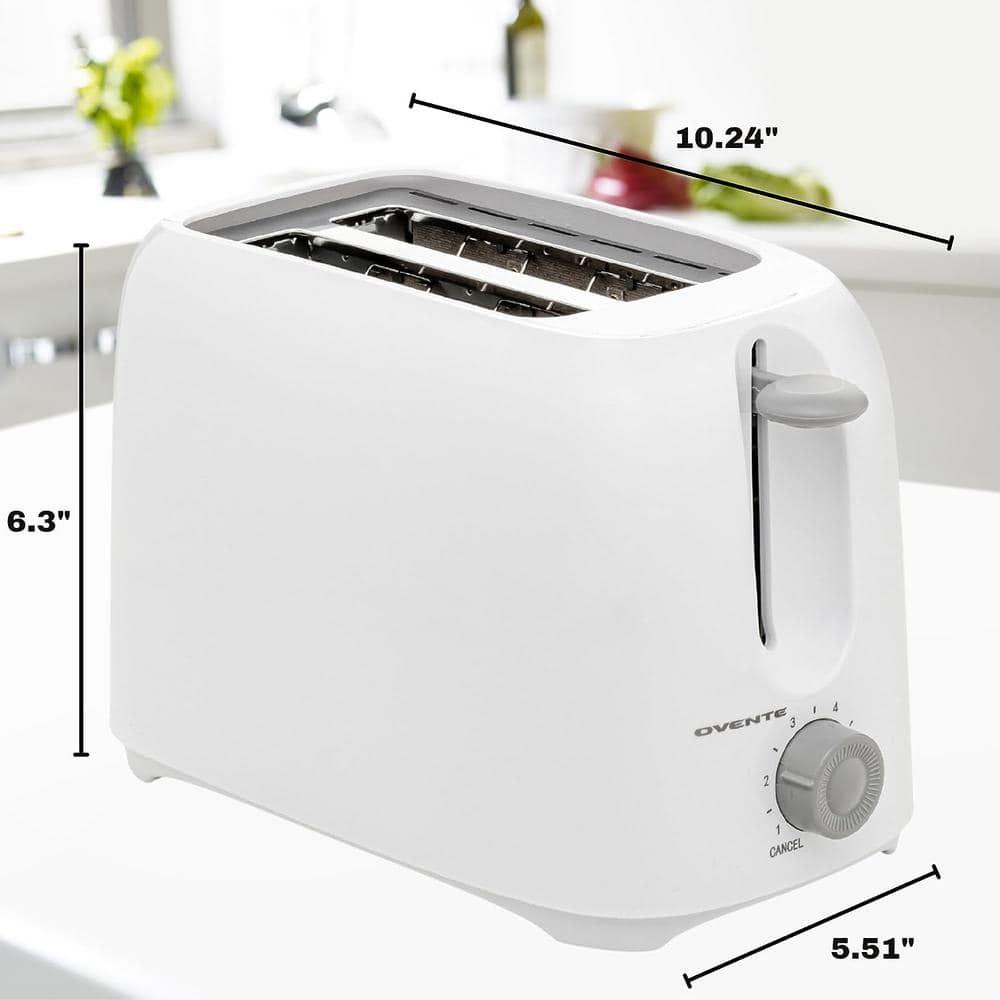 OVENTE Electric 2 Slice Toaster, 6 Shade Toast Settings, Removable Crumb Tray, White TP2210WGY