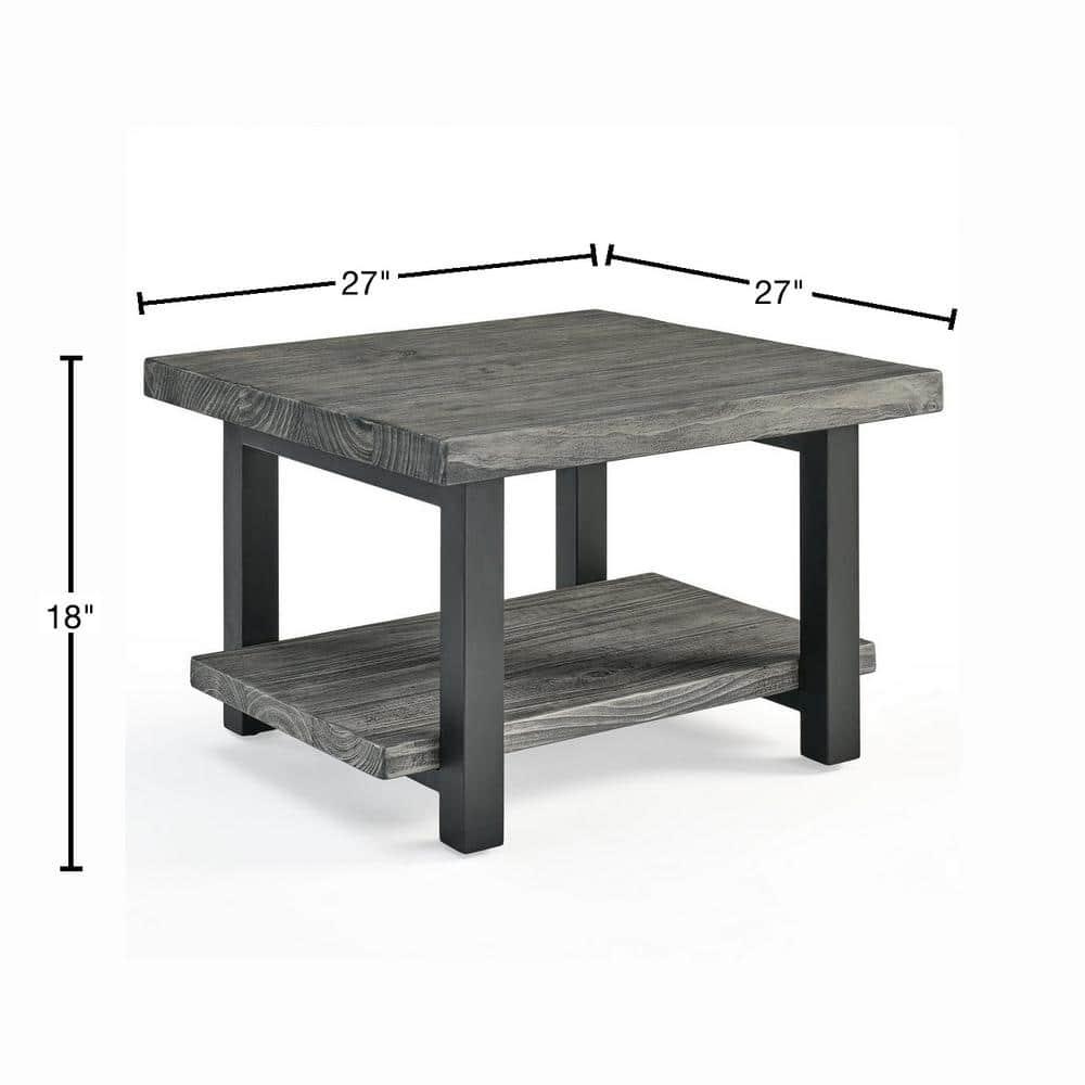 27" Pomona Metal and Reclaimed Wood Square Coffee Table Slate Gray - Alaterre Furniture