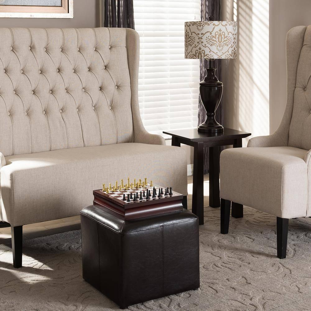 Aric Bonded Leather Ottoman - Baxton Studio: Dark Brown Footrest, Seating Bench, No Assembly Required