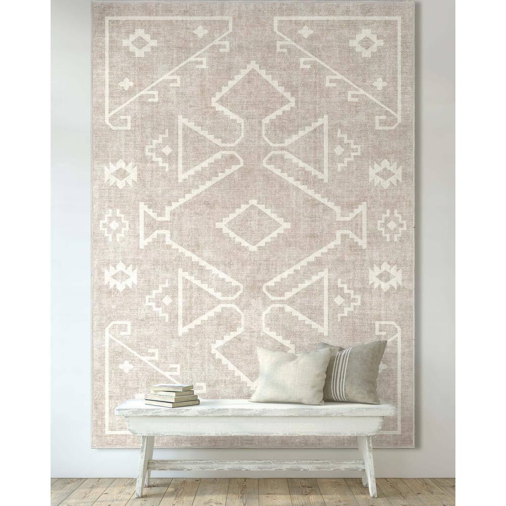 Well Woven Apollo Bottineau Vintage Southwestern Beige Flatweave 5'3" x 7'3" Area Rug