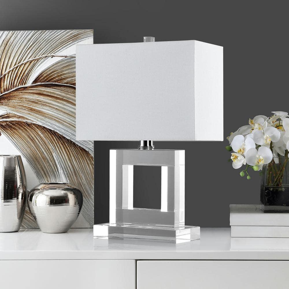 SAFAVIEH Town Square Crystal Lamp | Clear / White |