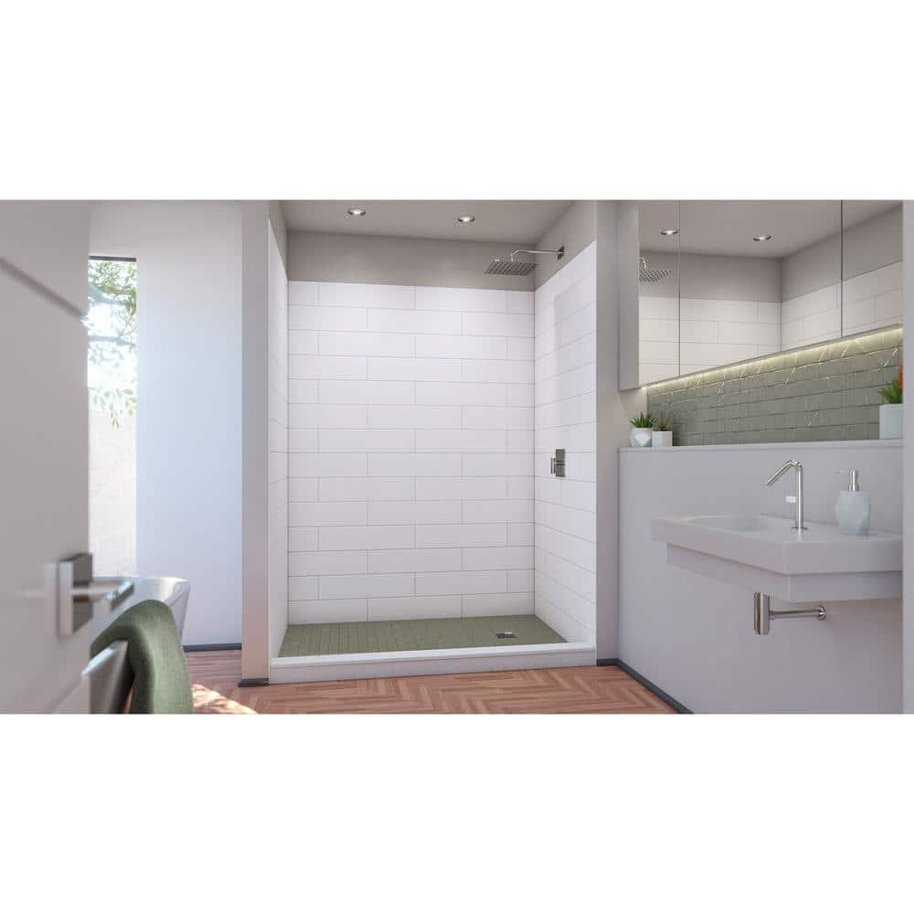 DreamLine DreamLine DreamStone 42 in. D x 62 in. W x 84 in. H Shower Wall Kit in White Modern Subway Pattern