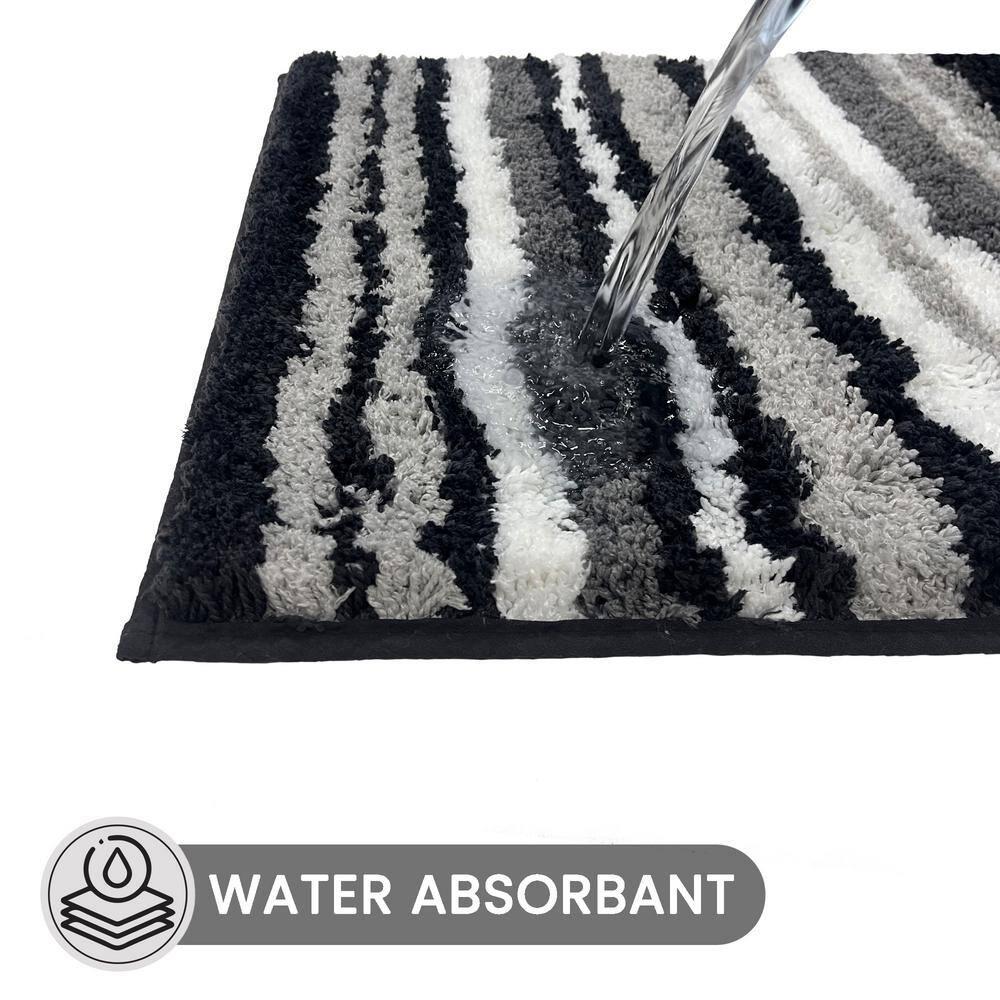 Griffie Collection 100% Polyester Tufted Bath Rug, 24" X 36", Graphite