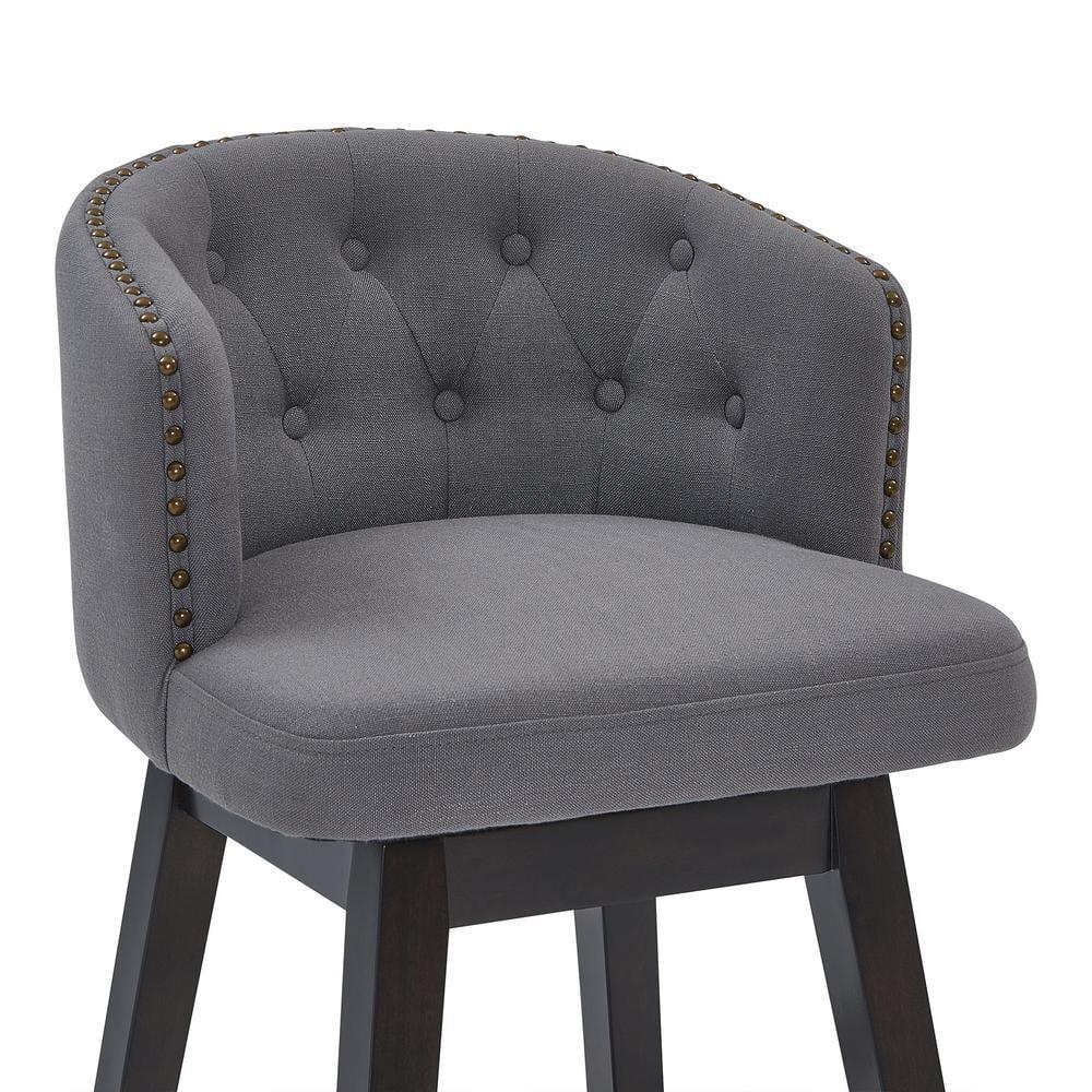 26" Celine Fabric Wood Swivel Tufted Counter Height Barstool - Armen Living