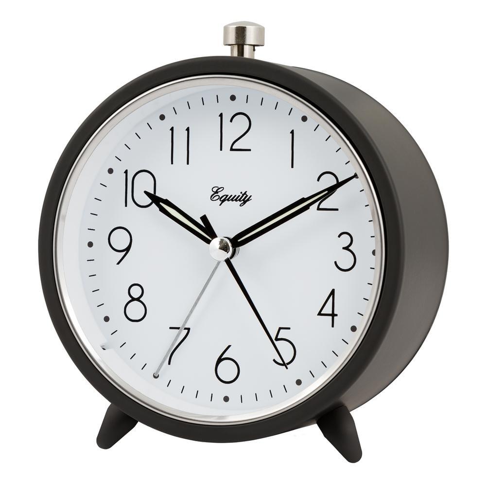 Equity 20091 5-Inch Silent Sweeping Quartz Metal Alarm Clock, Dark Gray