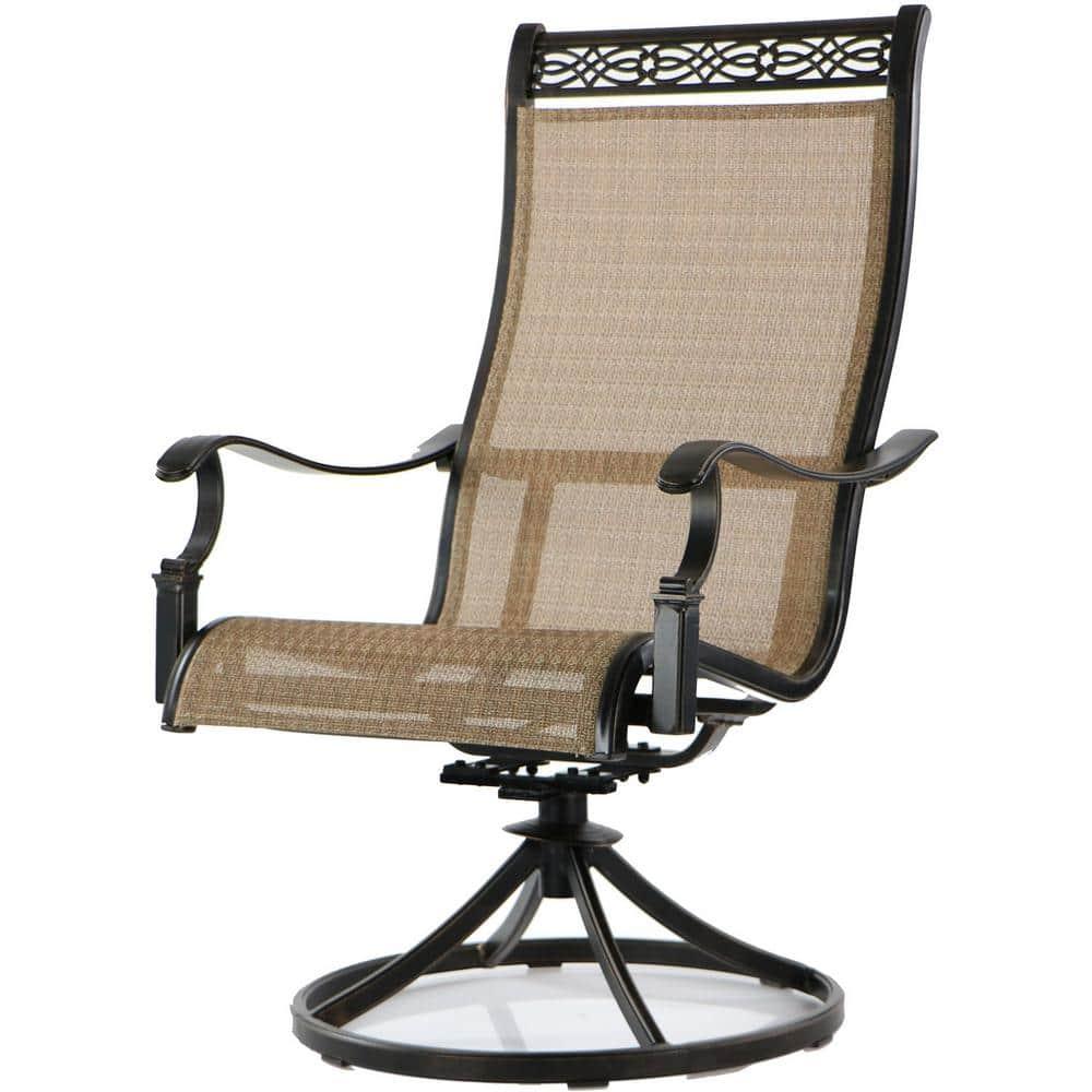Hanover Outdoor Manor 9-Piece Outdoor Dining Set with 8 Swivel Rockers, Cedar/Bronze