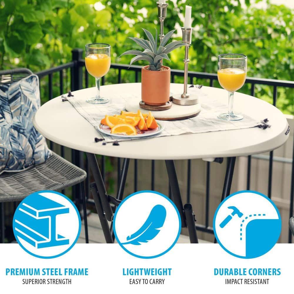 Lifetime 33 inch Round Bistro Table, Indoor/Outdoor Light Commercial, Almond (80362)
