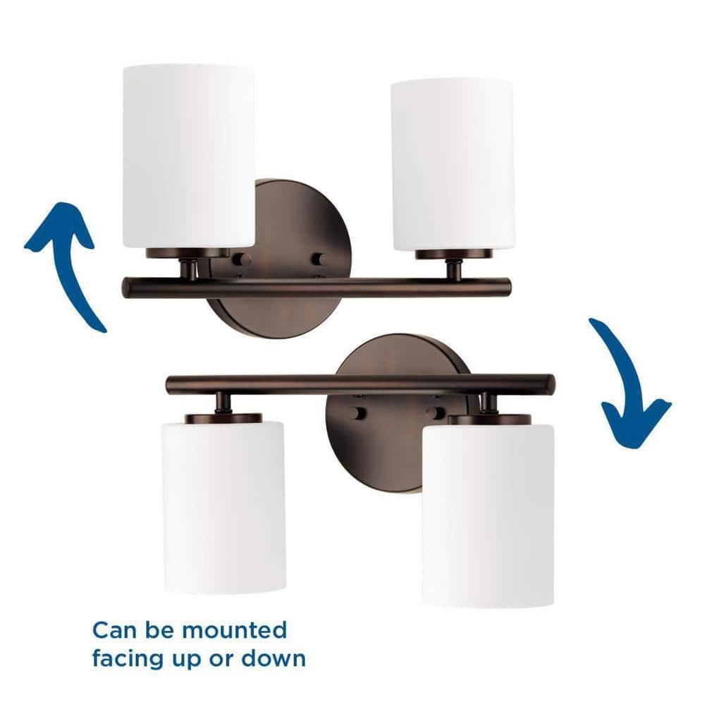 Progress Lighting Replay Collection 2-Light Bath Vanity, Brushed Nickel, Shade Included