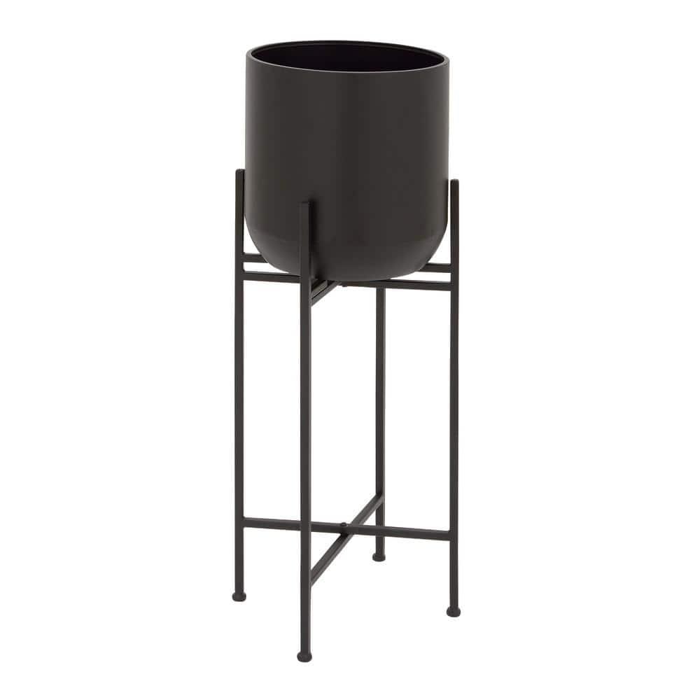 Olivia & May Modern With Stand Iron Planter Pots Black