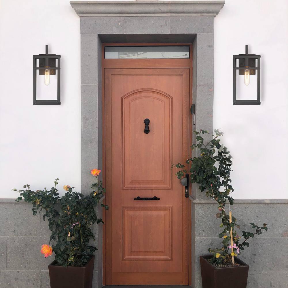 Robert Stevenson Lighting Blake Modern Metal and Clear Glass Paneled Wall Mounted Outdoor Light Black: ETL Listed, 1-Light Sconce, No Switch