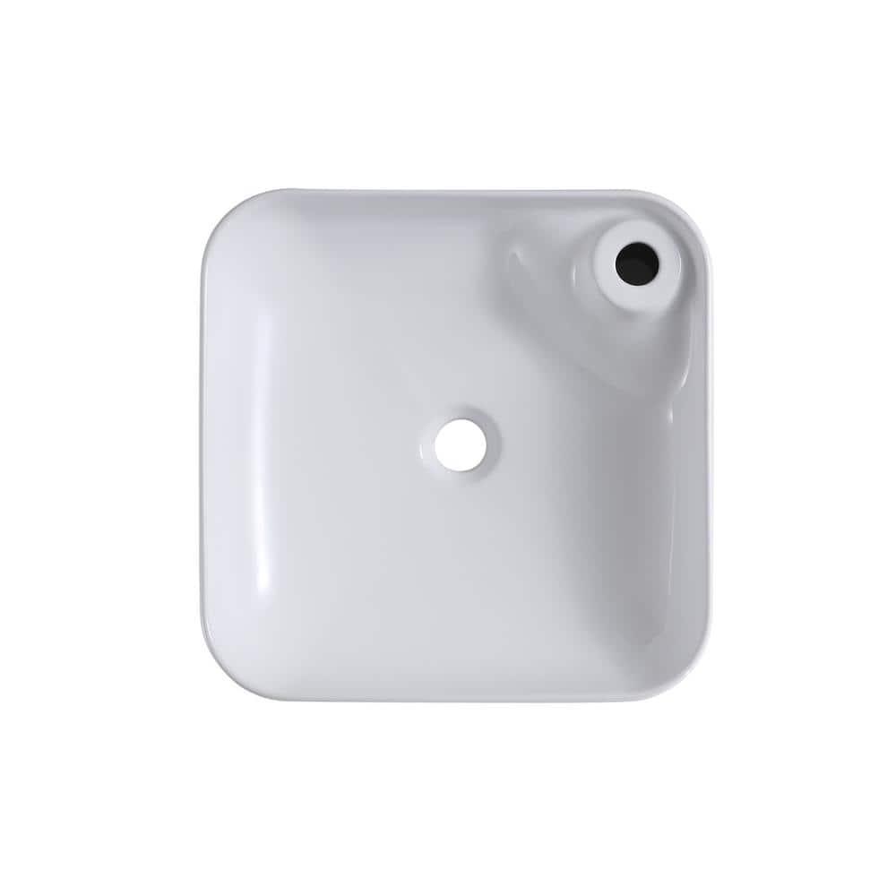 Altair 17'' White Ceramic Square Bathroom Sink with Overflow