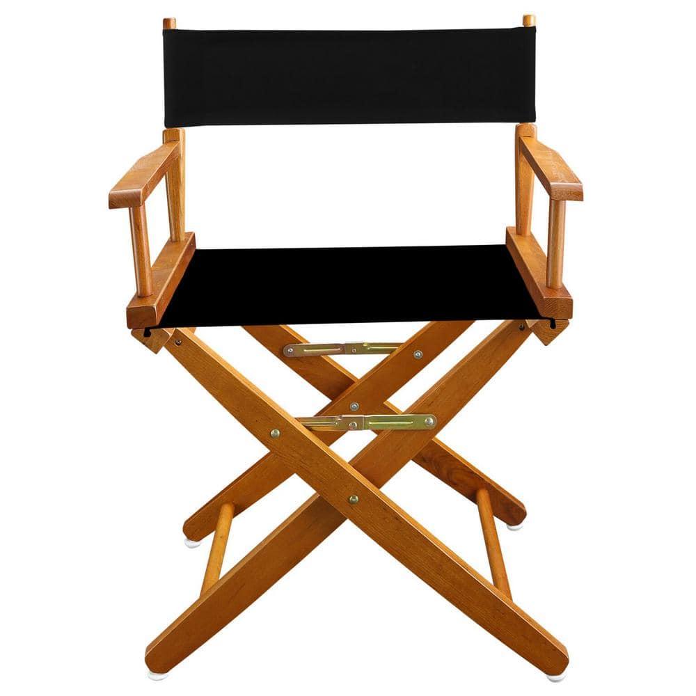 "Extra-Wide Premium 18" Directors Chair Mission Oak Frame W/Black Color Cover"