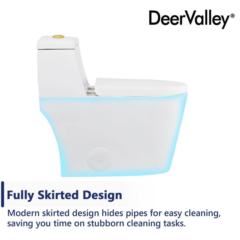 DeerValley Prism Dual-Flush Elongated One-Piece Toilet with Glazed Surface Lower Water Tank for Space Saving (Seat Included)