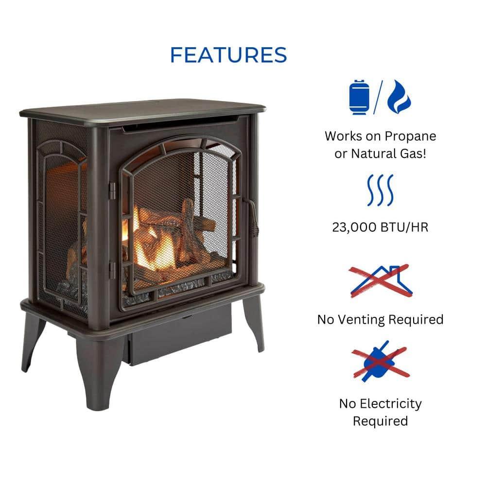 Bluegrass Living Bluegrass Living Panorama Vent Free Dual Fuel 3-Sided Gas Stove - 23,000 BTU, Remote Control, Black Finish - Model# BTSD23RT