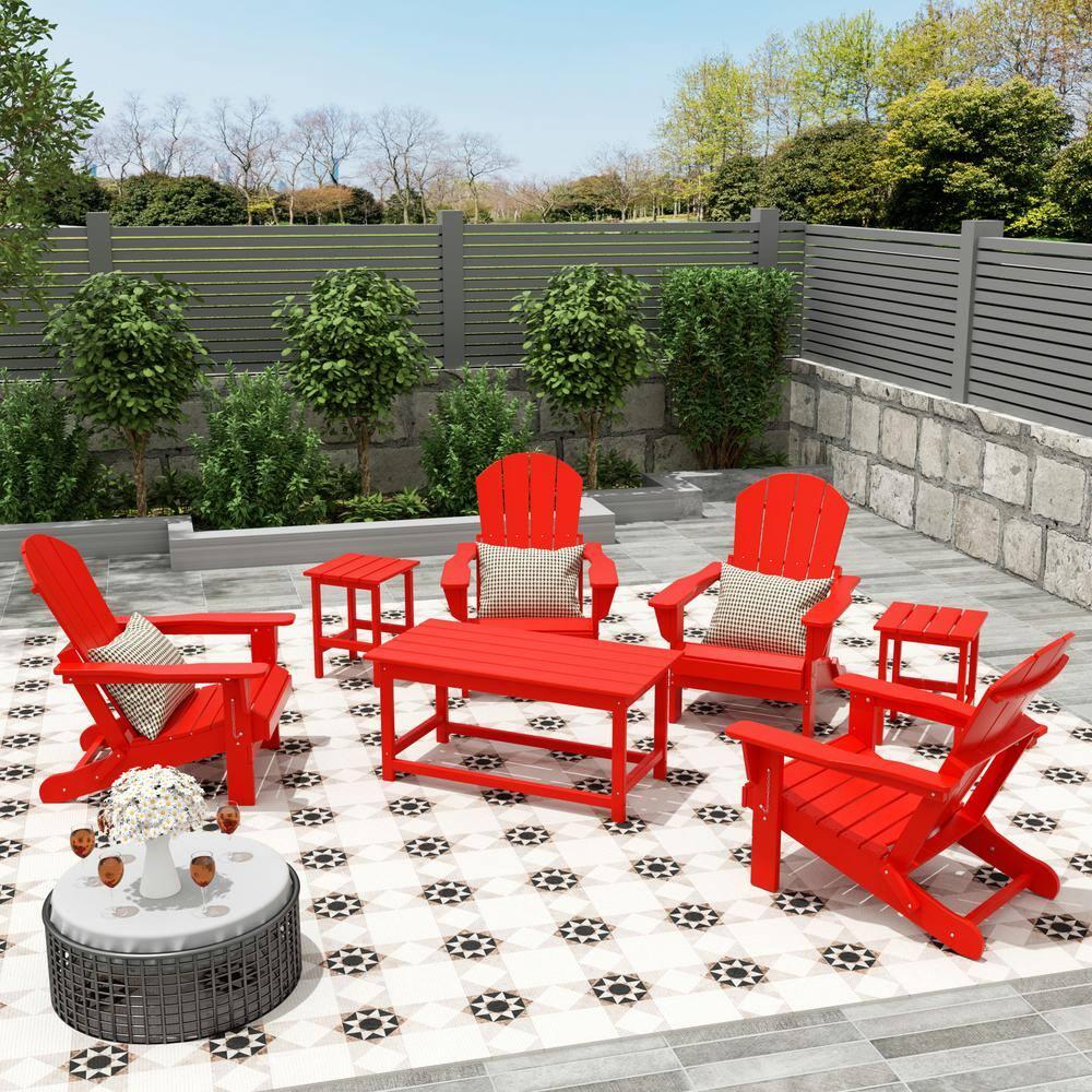 Polytrends  Laguna Hdpe All Weather Outdoor Patio Coffee And Side Tables (3-Piece Set) Red