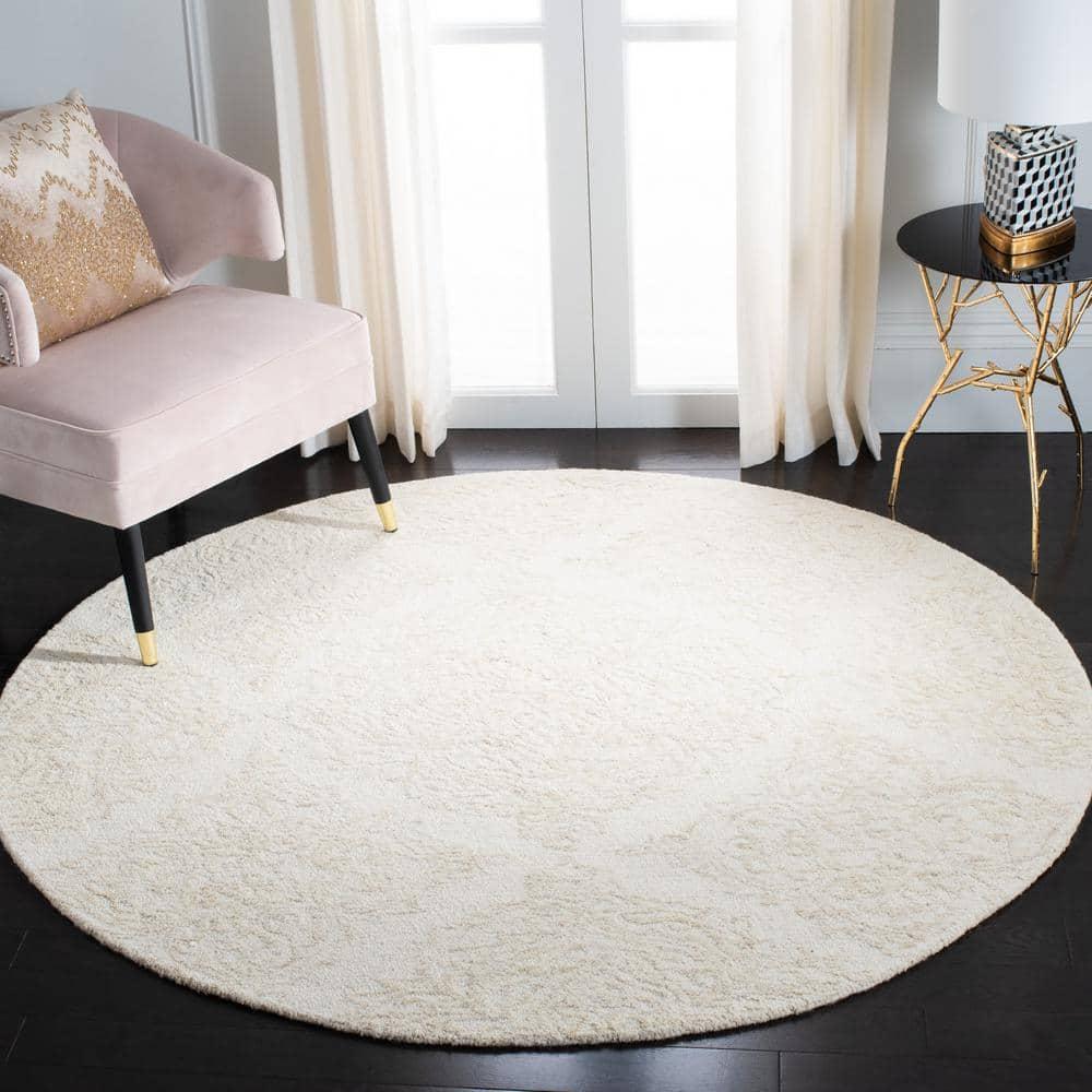 Abstract ABT279 Handmade Tufted Area Rug - Beige/Grey - 6' X 6'  Round - Safavieh