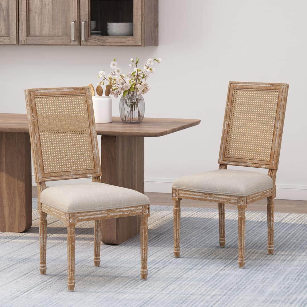 Noble House Beckstrom Indoor French Wood Dining Chair, Set of 2, Beige, Natural