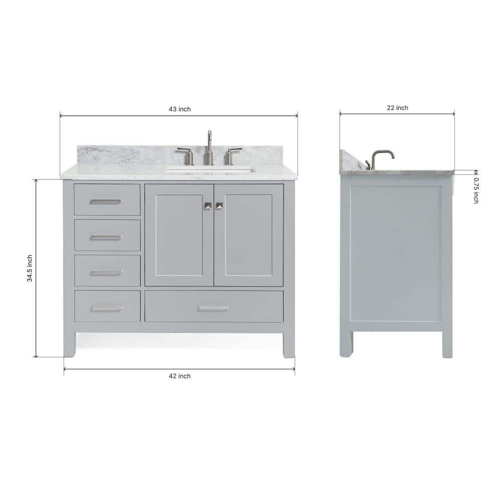 Ariel A043srcw2rvo Cambridge 43" Free Standing Single Basin Vanity Set - Grey