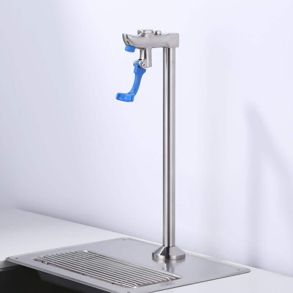 13.8 In. Commercial Deck Mounted Pot Filler Faucet, Glass Filling Station With Male Shank Pedestal In Brushed Nickel
