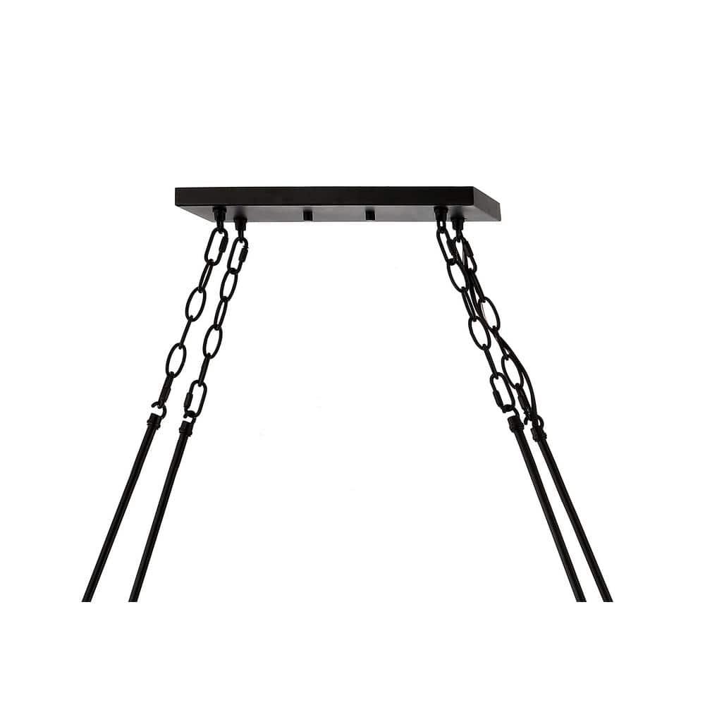 JONATHAN Y JYL7555A Coronet 45.5" 12-Light Seeded Glass/Iron Rustic Farmhouse Rectangular LED Candelier, Industrial, Vintage for living room, dinning room, bedroom Bulb Included, Oil Rubbed Bronze