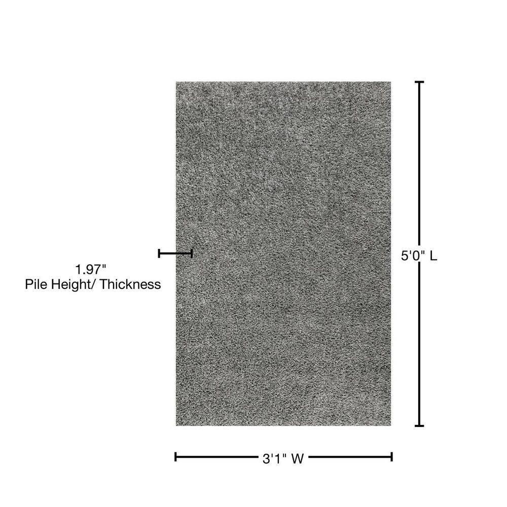 3'x5' Mercer Shag Plush Area Rug, Charcoal - JONATHAN Y