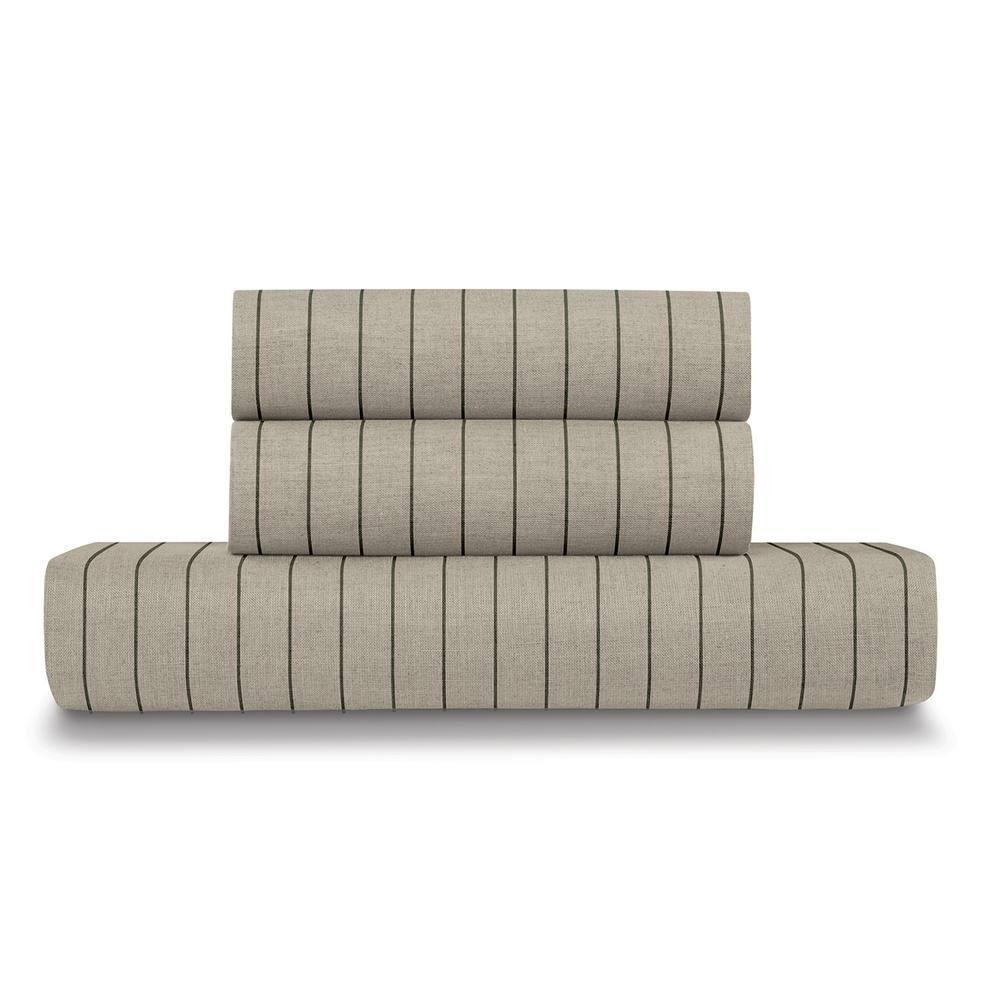 Ella Jayne Home French Linen Cotton Striped Duvet Cover 3-Piece Set