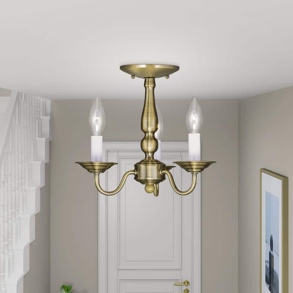 Livex Lighting Williamsburgh 3 - Light Chandelier in  Antique Brass