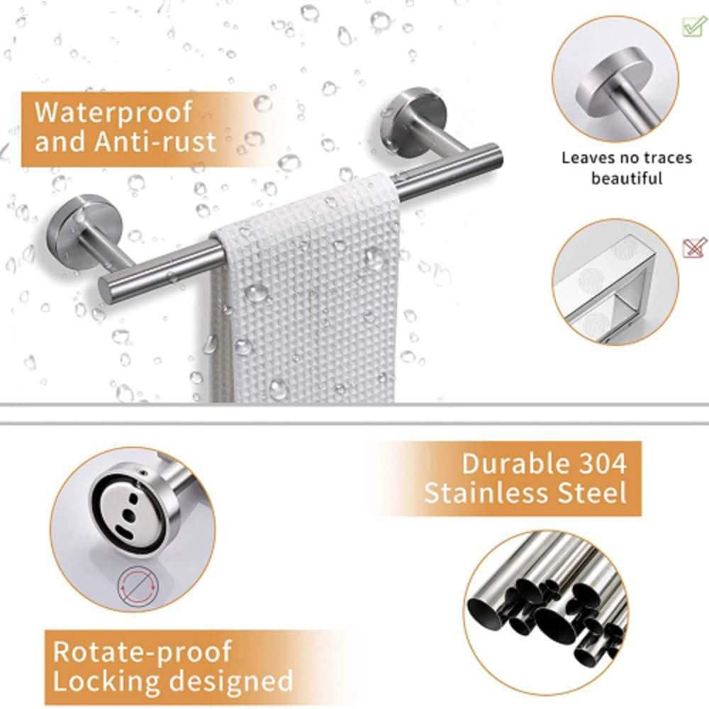 4-Pieces Bathroom Accessories Set, Stainless Steel Bathroom Hardware Set, Bath Towel Bar Set, Towel Racks For Bathroom Wall Mounted.