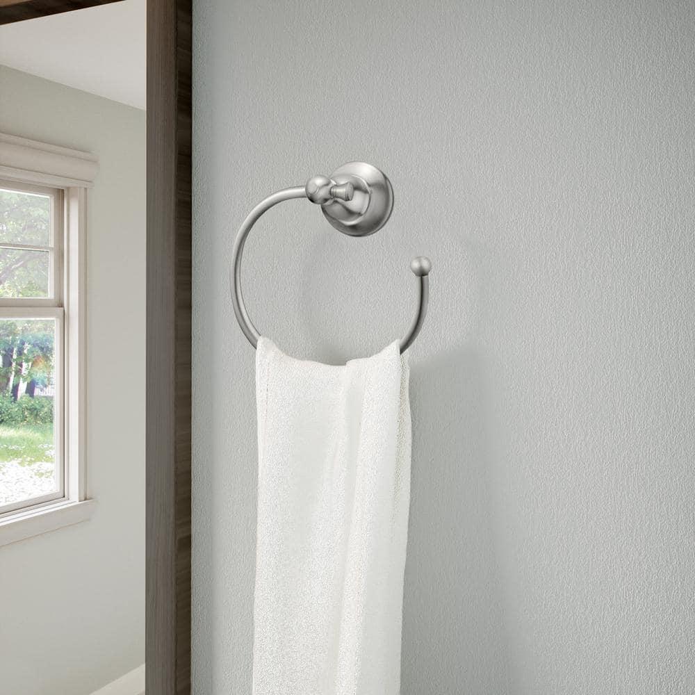Design House 561076 Oakmont Traditional Towel Ring for Bathroom Bedroom Closet or Kitchen, Satin Nickel