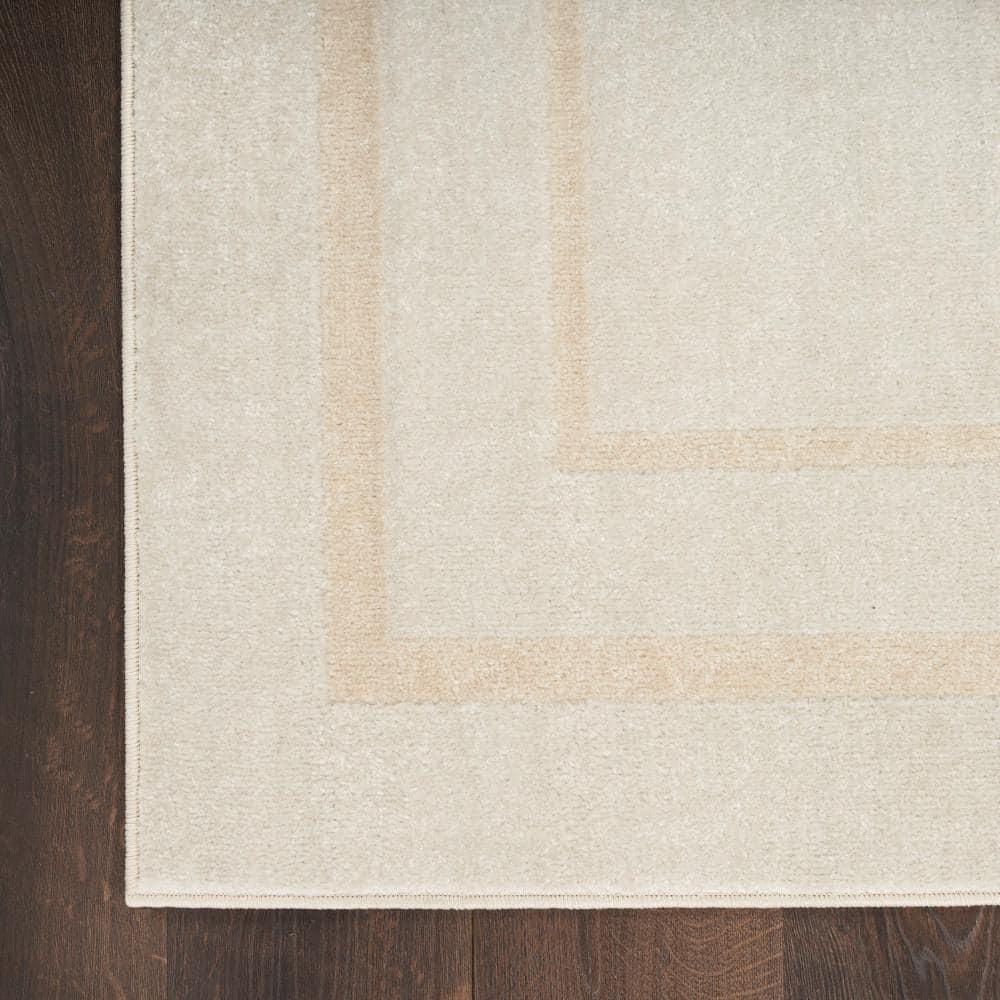 Nourison Essentials 2' x 6' Ivory Gold Contemporary Bordered Indoor/Outdoor Area Rug
