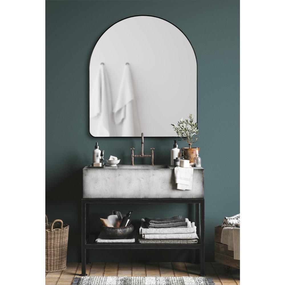 Kate and Laurel Zayda Metal Arch Mirror, 32x36, Black