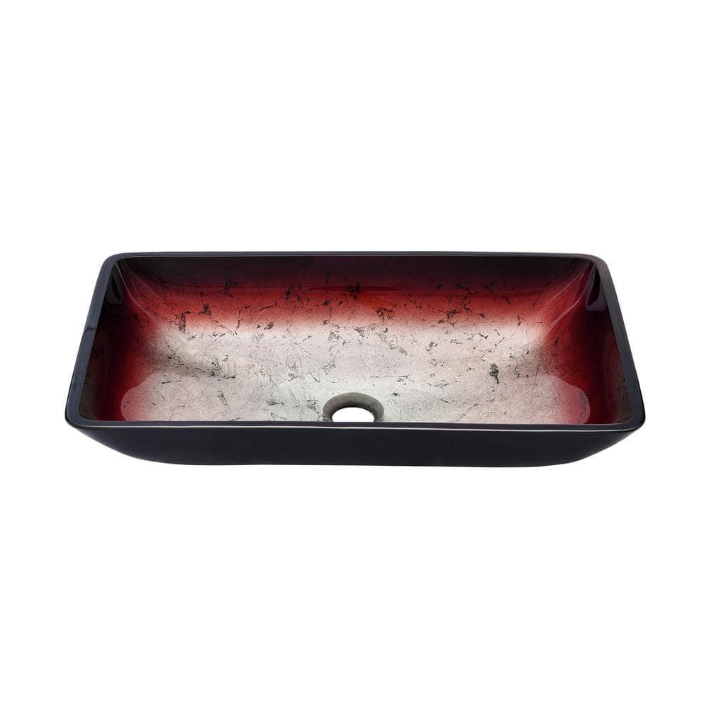 Cascade Rectangular Glass Vessel Sink with Faucet