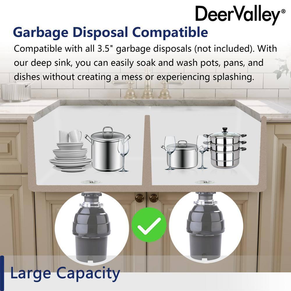 33" L X 20" W White Fireclay Double Bowl Workstation Farmhouse Kitchen Sink with Cutting Board And Dish-Drying Rack