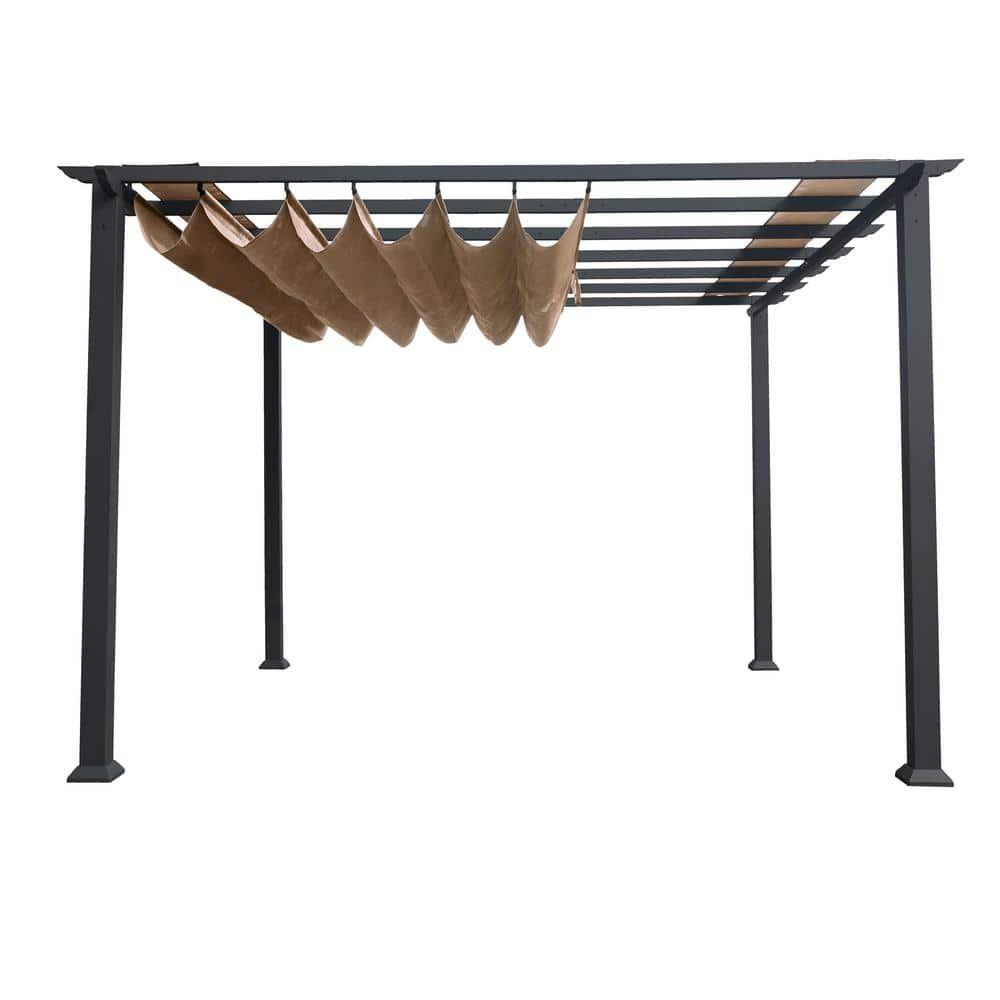 Paragon-Outdoor Florence 11 ft. x 11 ft. Aluminum Pergola in Gray Powder-Coated Finish with Adjustable Canopy