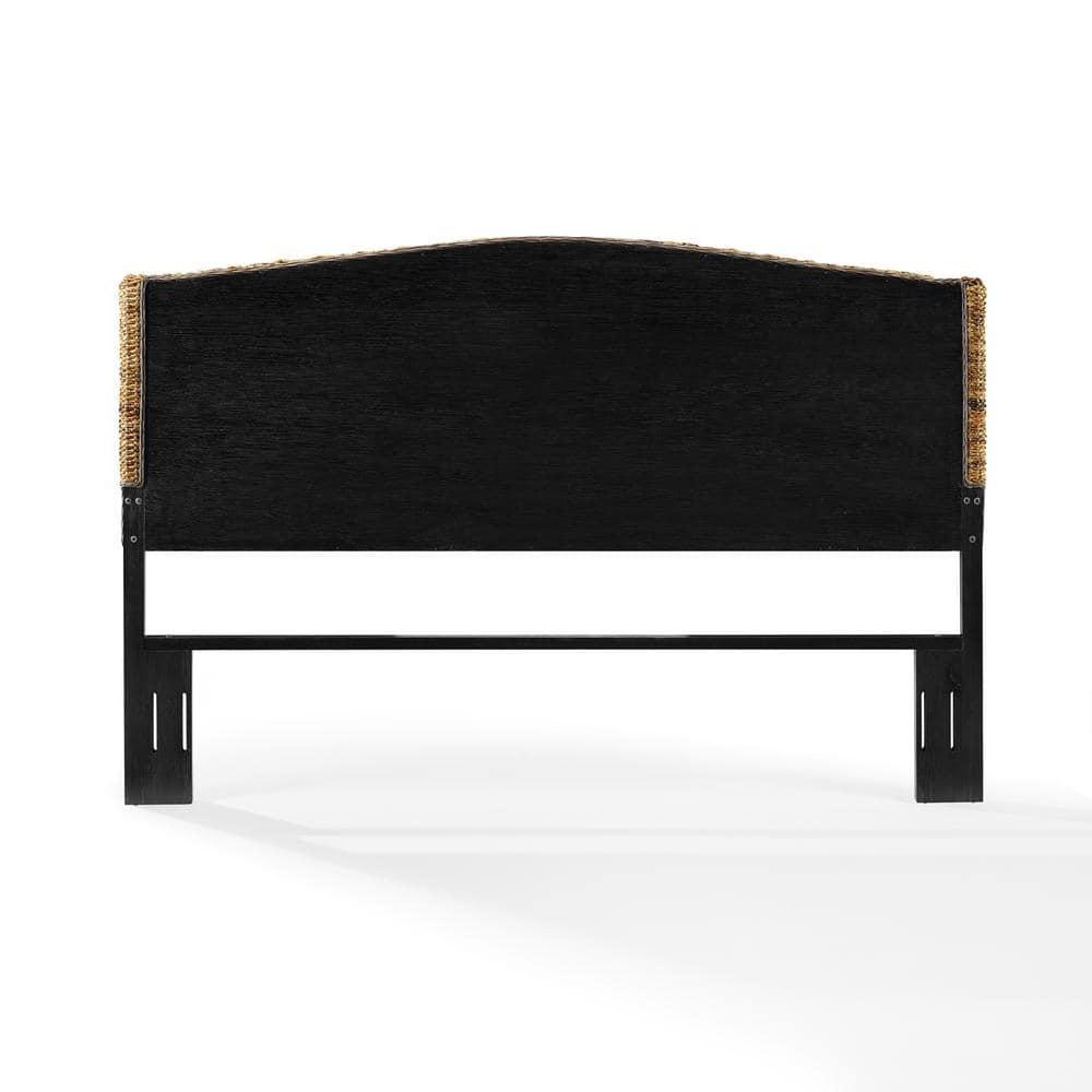 Serena King Natural Banana Leaf Rattan Headboard with Metal Frame