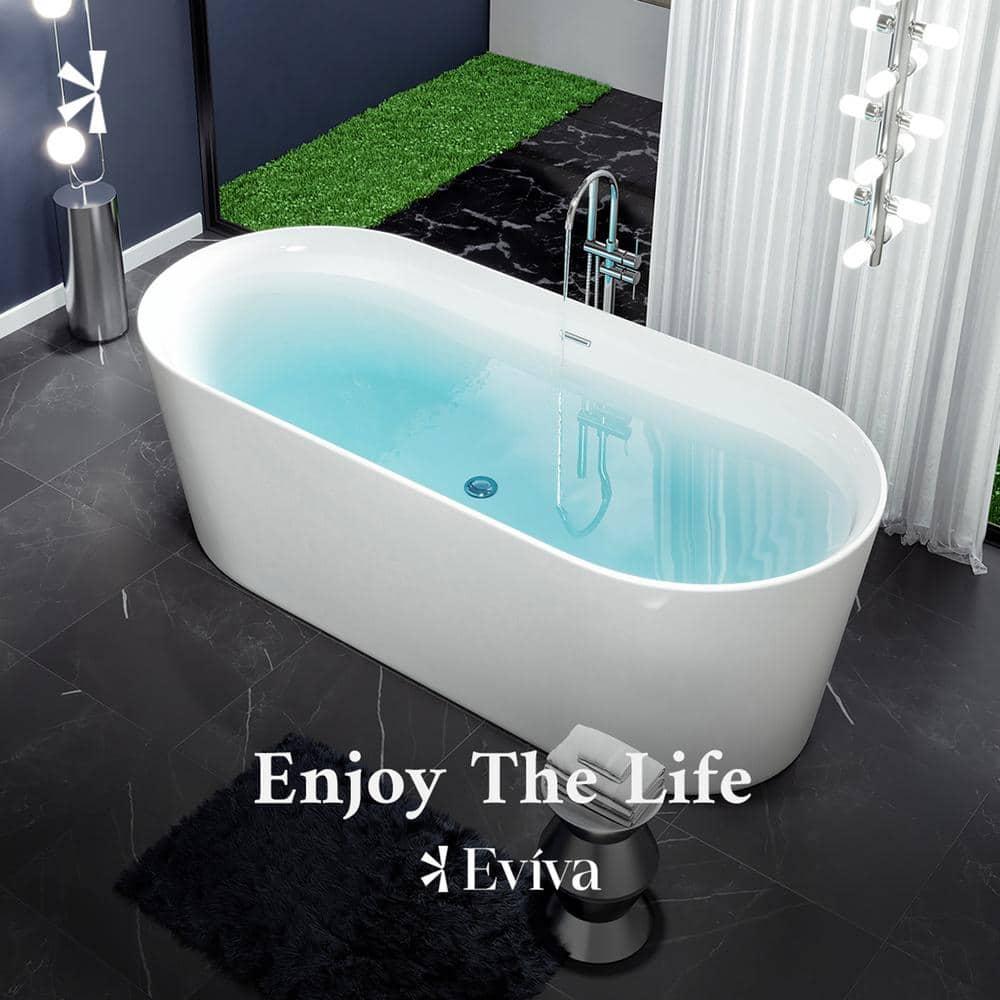Rejoice 59'' x 29.5'' Freestanding Soaking Solid Surface Bathtub