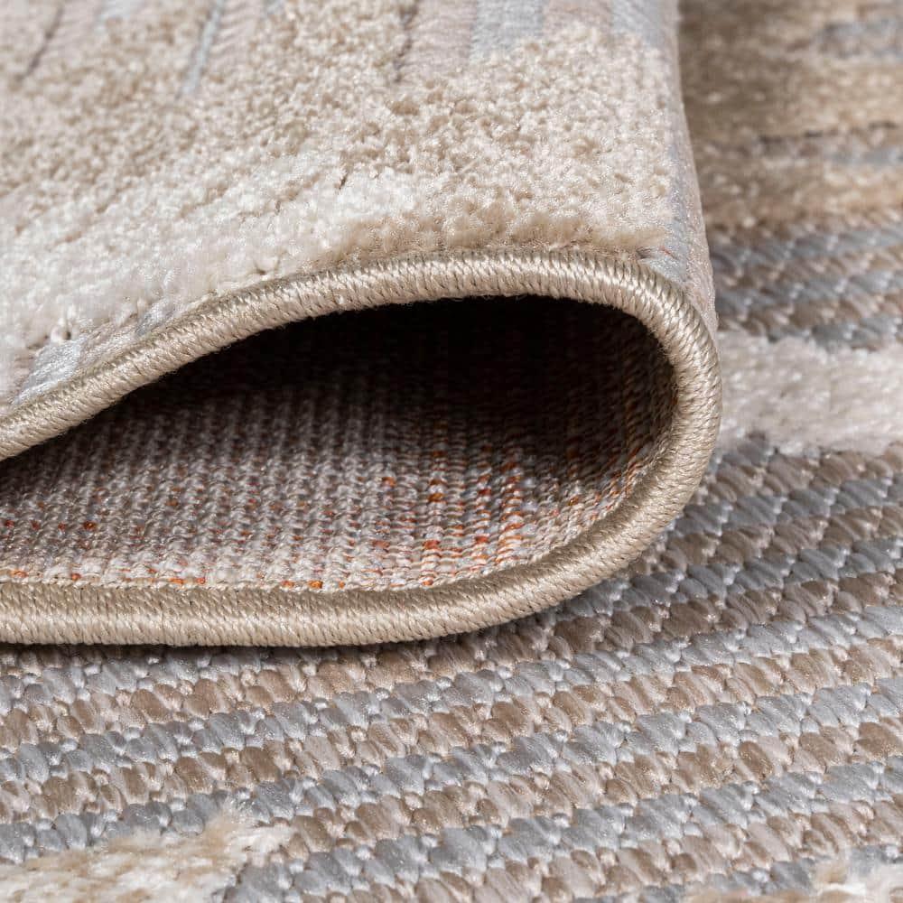 3'x5' Sumak High-Low Pile Neutral Diamond Kilim Indoor/Outdoor Area Rug, Beige/Gray - JONATHAN Y
