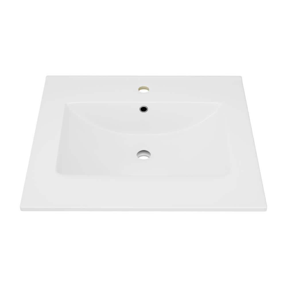Eridanus Dayton 25" W x 22" D Vitreous China Vanity Top Sink in White with Single Faucet Hole (Sink Only)
