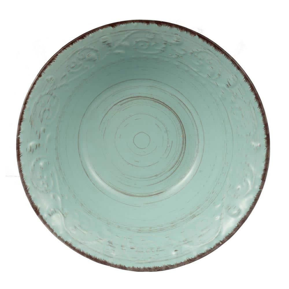 A&B Home Lot of 2 Rustic Fare Serving Bowl 10"x3" Aqua Blue