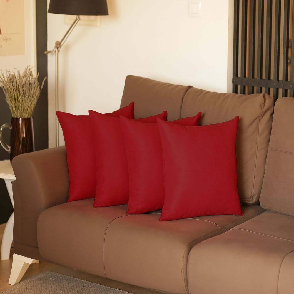MIKE & Co. NEW YORK Honey Set of 4 Decorative Throw Pillow Cover Solid Color Red 16" x 16"