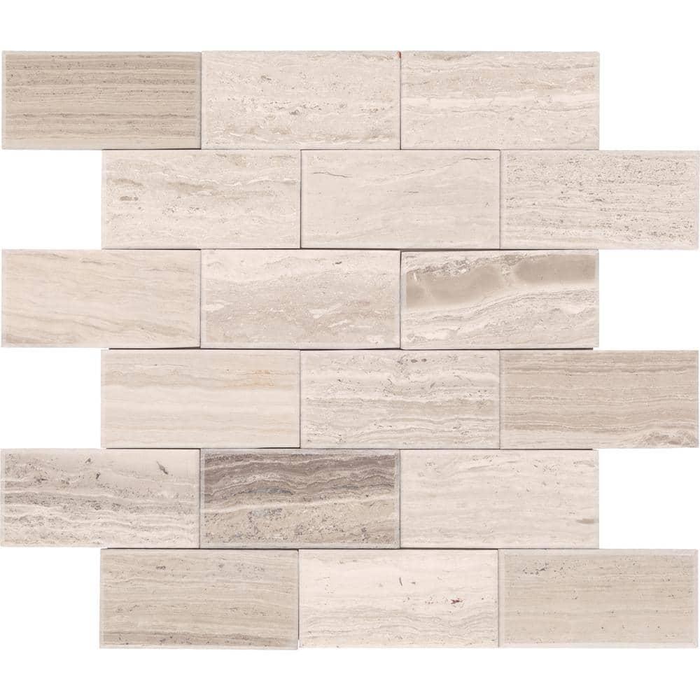 Daltile Simply Stick Mosaix 4'' W x 2'' L Natural Stone Peel and Stick Mosaic Tile