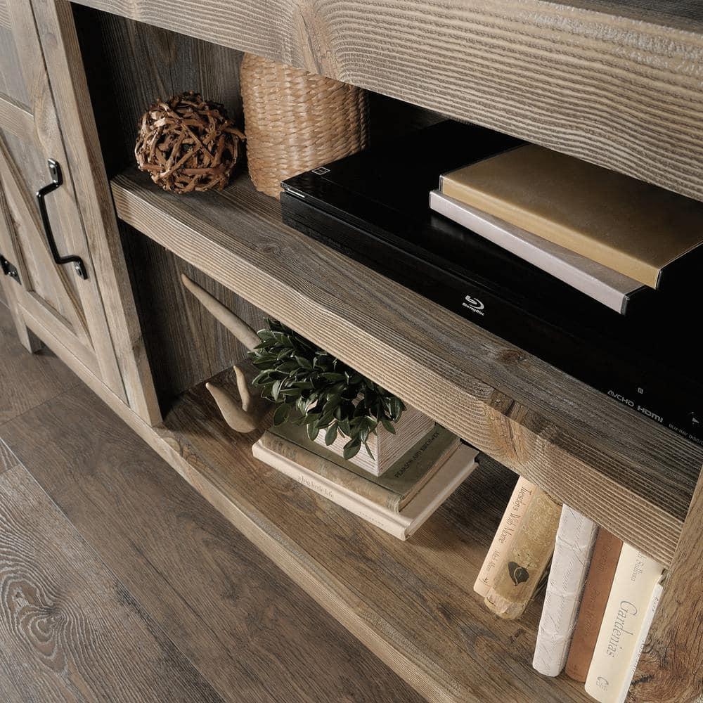 Sauder Rustic Cedar Farmhouse TV Stand with Storage for TVs up to 70", Rustic Cedar Finish