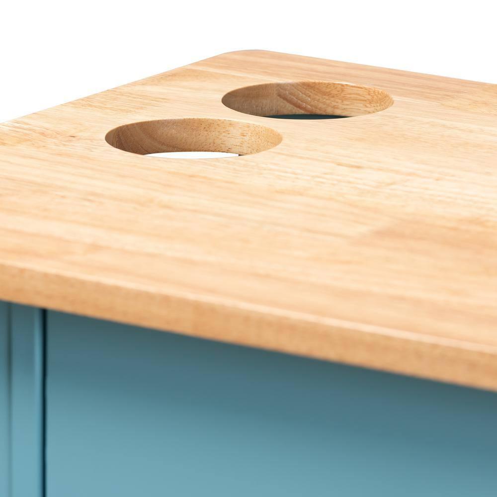 Baxton Studio Liona Modern and Contemporary Sky Blue Finished Wood Kitchen Storage Cart