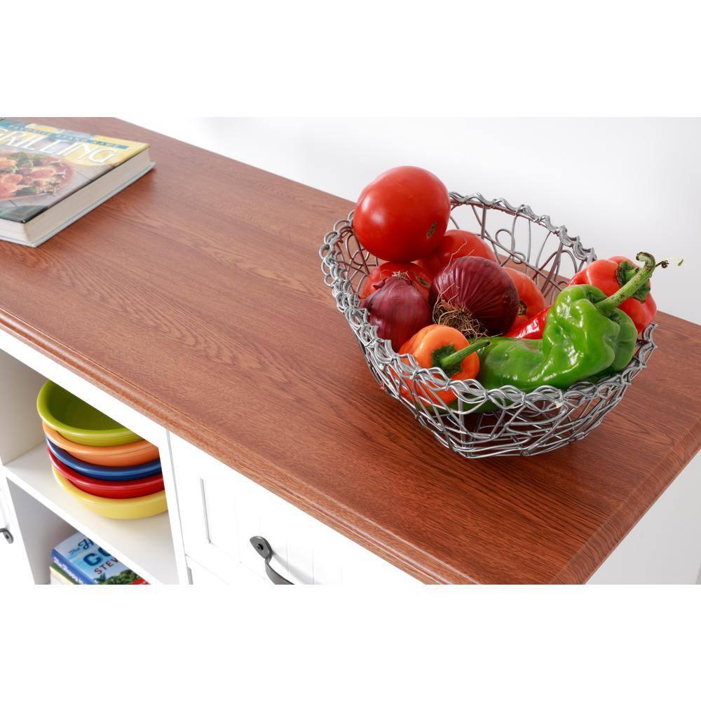 OS Home & Office Furniture Countryside Buffet with Two Drawers & Two Doors, Crisp White with Warm Pine Tops