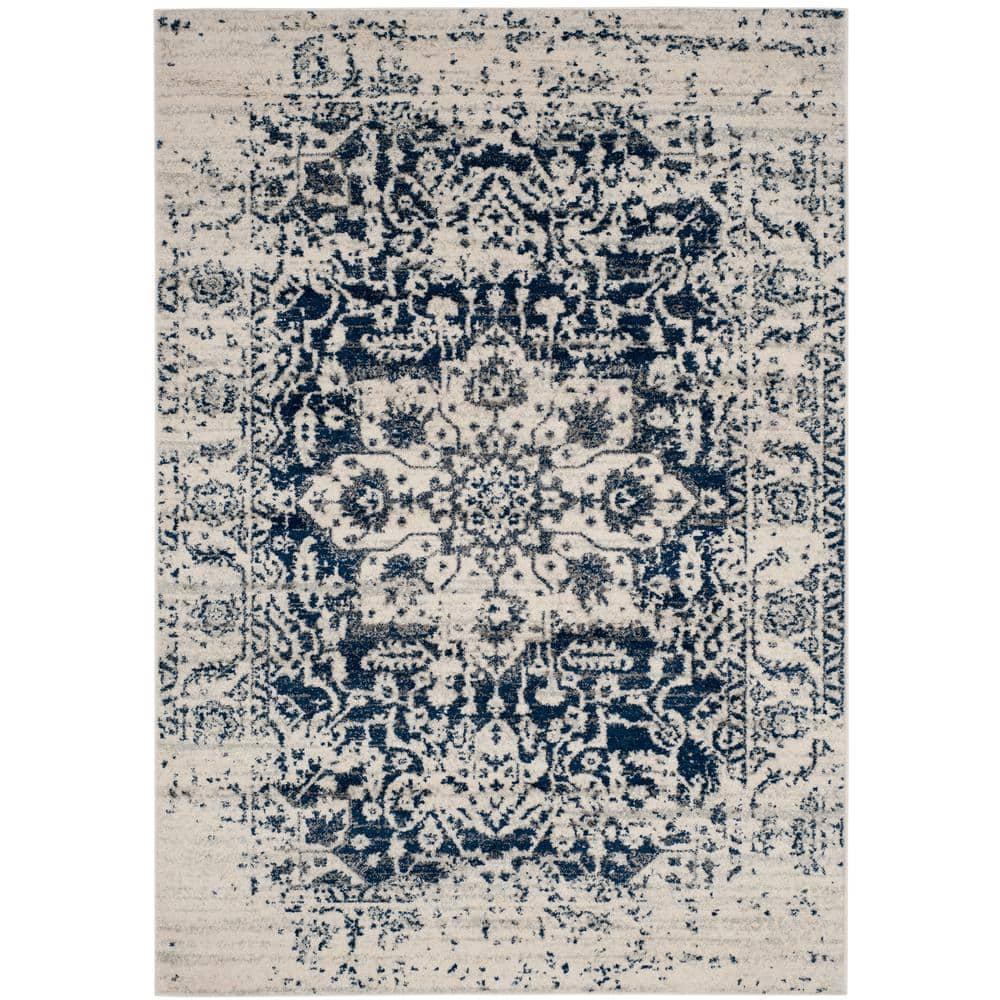 Madison MAD603 Power Loomed Indoor Area Rug - Cream/Navy - 4'x6' - Safavieh