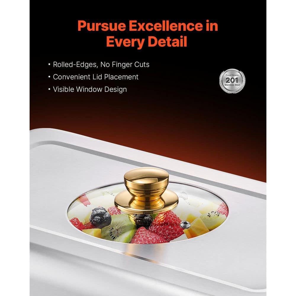 VEVOR Chafing Dish Buffet Set, 8 Qt 4 Pack, Stainless Steel Chafer with 4 Full Size Pans, Rectangle Catering Warmer Server with Glass Lid Water Pan Folding Stand Fuel Holder, for Wedding Party Banquet